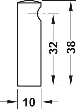 Relinghalter, Tablarreling-System, für 1 Relingstange 6 mm, Endstütze