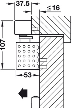 Obentürschließer, Dorma TS 93 B GSR im Contur Design, mit Gleitschienen, für 2-flügelige Türen, EN 2–5