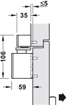 Obentürschließer, Dorma TS 98 XEA GSR/BG mit Gleitschienen, für 2-flügelige Türen, EN 1–6