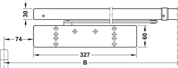 Obentürschließer, Dorma TS 98 XEA GSR/BG mit Gleitschienen, für 2-flügelige Türen, EN 1–6