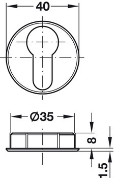Zylinderrosette, PZ 60, für Profil-Halbzylinder, vernickelt