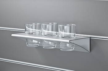Glashalter, für 1 Glas / 3 Gläser, für Wandsystem Labos