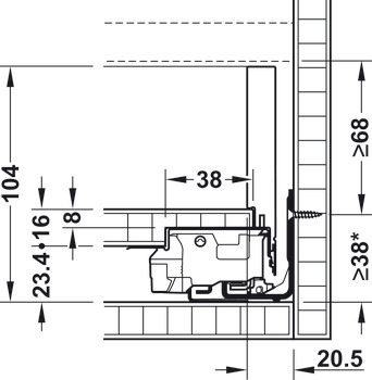 Schubkasten-Garnitur, Legrabox pure, Zargenhöhe 90 mm, Systemhöhe M, mit Korpusschiene Blumotion S
