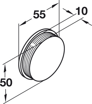 Muschelgriff, aus Kunststoff, außen rund, halbkreisförmige Aussparung