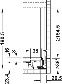 Frontauszugs-Garnitur, Legrabox pure, Zargenhöhe 177 mm, Systemhöhe C, mit Korpusschiene Tip-On, Tragkraft: 70 kg