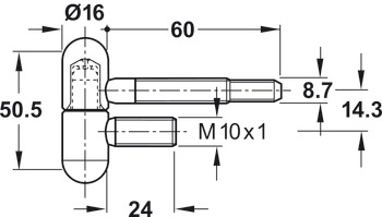 Standardband, Stahlzargen-Rundkopfband zweiteilig, Gr.16