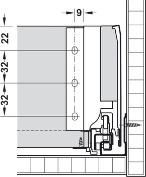 Schubkasten-Garnitur, Blum Tandembox antaro, mit Korpusschiene Blumotion, Systemhöhe K, Zargenhöhe 115 mm