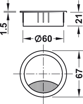 Kabeldurchlass, rund, Durchmesser 67 oder 88 mm