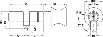 Knaufzylinder, Messing/Aluminium, geschützte Einzelschließung, 815, CES
