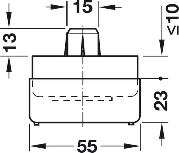 Möbelgleiter-Basiselement, zum Einpressen oder Schrauben, mit Höheneinstellung 23–33 mm