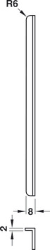 Winkelschließblech – DIN, für gefälzte Türen, für hochliegenden Riegel, 170 mm