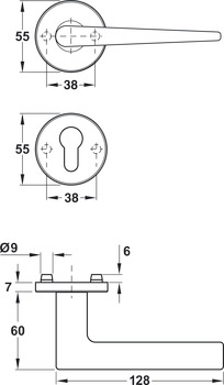 Rosettengarnitur, Aluminium, FSB ASL Modell 12 1005 – ÖNORM