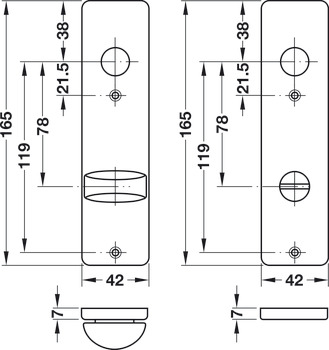 WC-Kurzschild, Aluminium, Hoppe, WC-Kurzschild, Modell 202KP