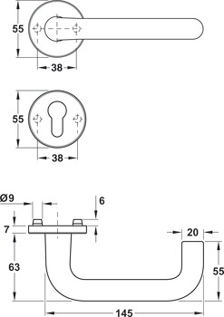 Rosettengarnitur, Aluminium, FSB ASL Modell 12 1070 – ÖNORM