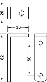 Schienenhalter, für Montage an Mittel- oder Seitenwand