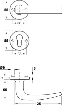 Rosettengarnitur, Edelstahl, FSB ASL Modell 12 1163 – ÖNORM