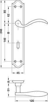 Türdrücker-Garnitur, Hoppe Almeria M166SN/2700 Messing