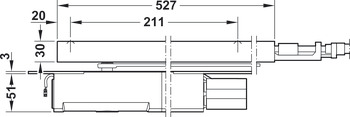 2-flügelige Türschließer-Garnitur mit Gleitschiene, Dormakaba ITS 96  FL GSR mit 4 mm verlängerater Achse, EN 3–6, verdeckt liegend