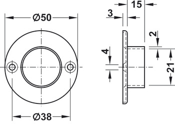 Schrankrohrlager, rund, für Durchmesser 20 mm