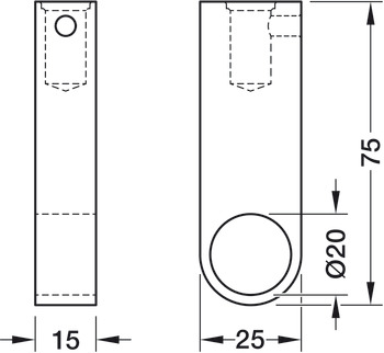 Schrankrohrmittelträger, für Schrankrohr rund Ø 20 mm