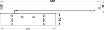 Obentürschließer, Dormakaba TS 93 B EMF im Contur Design, mit Gleitschiene und elektromechanischer Feststellung, EN 2–5