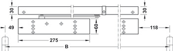 Obentürschließer, Dormakaba TS 93 G GSR-EMR 2/BG im Contur Design, mit Gleitschienen, elektromechanischer Feststellung und integrierter Rauchmeldezentrale, für 2-flügelige Türen, EN 2–5