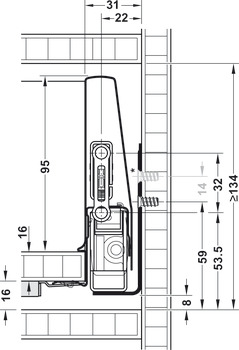Schubkasten-Garnitur, Häfele Matrix Box P35, Zargenhöhe 115 mm, Tragkraft 35 kg, mit Push-to-Open Soft-Close