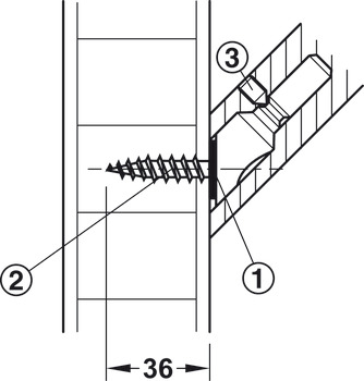 Montageset, Holztüren, einseitige Montage (unsichtbar) mit Stockschraube
