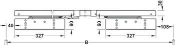 Obentürschließer, Dormakaba TS 98 XEA GSR-EMR2/BG, mit Gleitschienen, elektromechanischer Feststellung und integrierter Rauchmeldezentrale, für 2-flügelige Türen, EN 1–6