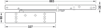 Obentürschließer, Dormakaba TS 98 XEA EMR, mit Gleitschiene, elektromechanischer Feststellung und integriertem Rauchmelder, EN 1–6