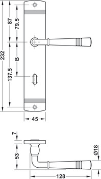 Türdrücker-Garnitur, Zinkdruckguss, Startec, Modell LDH 0240