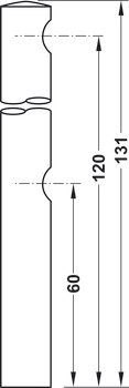 Relinghalter, Tablarreling-System, für 2 Relingstangen 10 mm, Mittelstütze