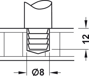 Relinghalter, Tablarreling-System, für 1 Relingstange 10 mm, Mittelstütze