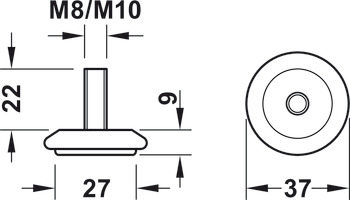Verstellschraube, rund, für Gleiter-Einsätze Ø 30 mm