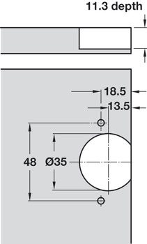 Scharnier, für Eckschrank-Falttür, Fuge 4–18 mm