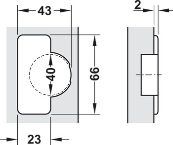Topfscharnier, Häfele Metalla 510 A/SM 94°, für Holztüren bis 40 mm, Innenanschlag