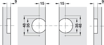 Falttürscharnier, Fuge 0–10 mm, Öffnungswinkel 180°