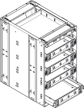 Stahlcontainer, Häfele Quick-Kit-600, Höheneinteilung 1-3-3-3-3