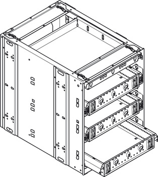 Stahlcontainer, Häfele Quick-Kit-600, Höheneinteilung 1-3-3-3
