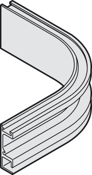 Einfachlaufschiene, innen, Bogen 90º, Schenkellänge: 70 mm