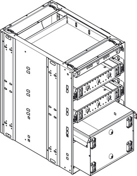 Stahlcontainer, Häfele Quick-Kit-800, Höheneinteilung 1-3-3-6