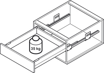 Innenschubkasten-Garnitur, Häfele Matrix Box P35, Zargenhöhe 92 mm, Tragkraft 35 kg
