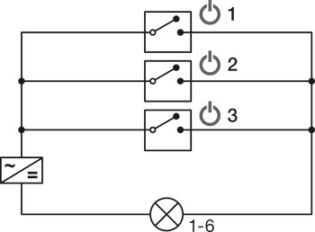 6-fach-Verteiler, Häfele Loox5 12 V mit Schaltfunktion 2-pol. (monochrom)