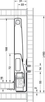 Innenschubkasten-Garnitur, Häfele Matrix Box P35, mit Seitenerhöhung, Zargenhöhe 92 mm, Tragkraft 35 kg