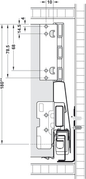 Frontauszug-Garnitur, Häfele Matrix Box P35, mit Panelhalter, Zargenhöhe 115 mm, Tragkraft 35 kg