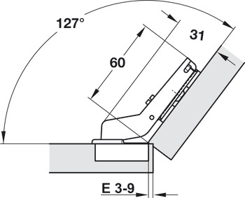 Topfscharnier, Häfele Metalla 510 A/SM 94°, für 37° Winkelanwendungen