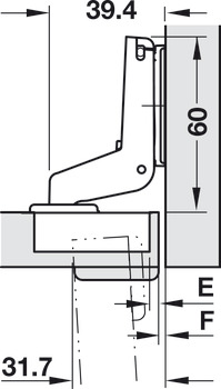 Topfscharnier, Häfele Duomatic 94°, für Holztüren bis 40 mm, Innenanschlag