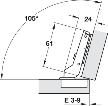 Topfscharnier, Häfele Duomatic 94°, für 15° Winkelanwendungen
