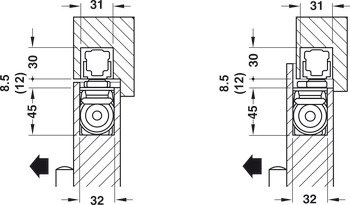 Türschließer, Dormakaba ITS 96 GSR-EMF 2, verdeckt liegend, mit elektromechanischer Feststellung, für 2-flügelige Türen, EN 2–4