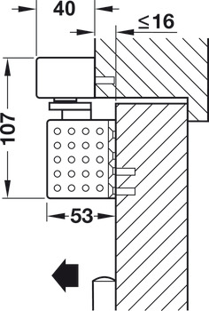 Obentürschließer, Dormakaba TS 93 B EMR im Contur Design, mit Gleitschiene, elektromechanischer Feststellung und integriertem Rauchmelder, EN 2–5